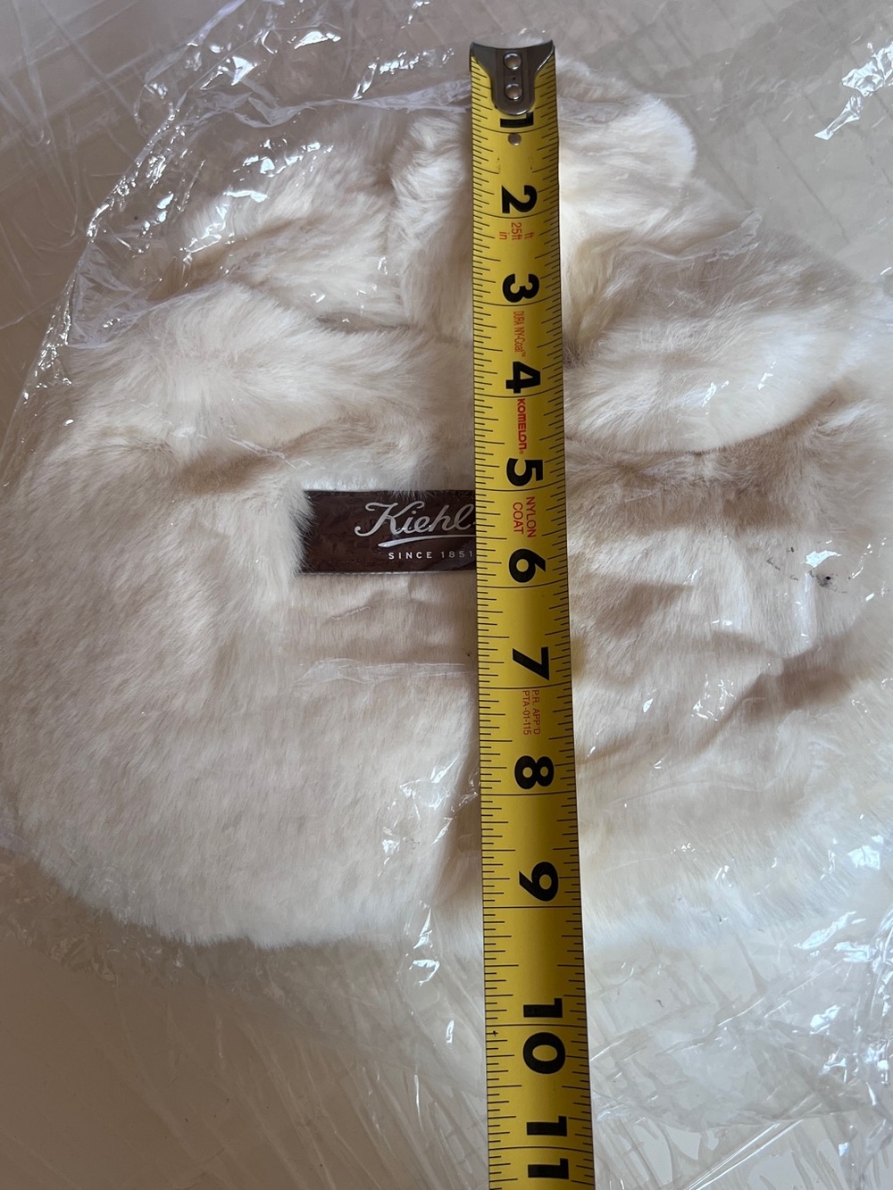 New! Kiehl's Cream Faux Fur Clutch with Brown Logo Patch - Picture 8 of 9